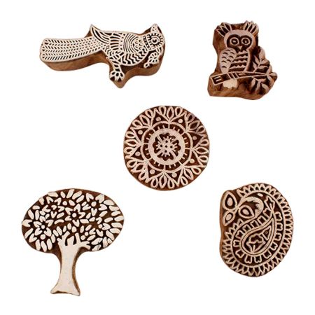 Set of 5 Piece New Mix Wooden Printing Blocks
